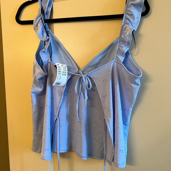 H&M Tops - Blue Summer Tank Open Tie Back
